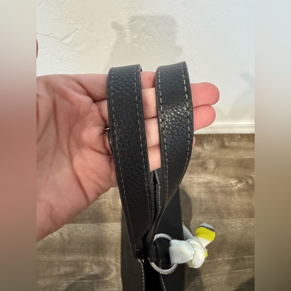 Calvin Klein Solid Black Pebbled Leather Tote Bag w/ Scarf Keychain - Picture 9 of 9